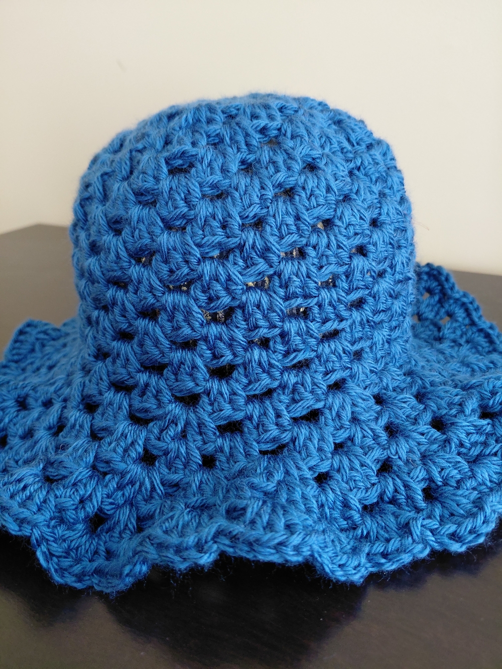Hand-Crocheted Blue Women's Sun Hat